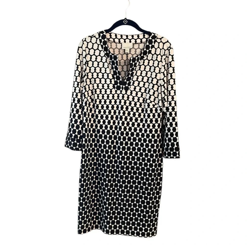 Donna Morgan Black White Geometric‎ Sheath Dress Size 8